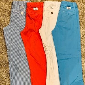 4 Pairs Sz 7 Vineyard Vines Boys Chino pants-coral, seersucker, white, pale blue